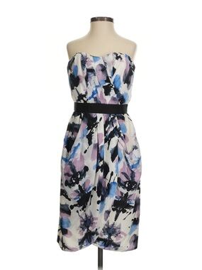 Charlotte Ronson draped silk strapless bustier dress watercolor indie vintage